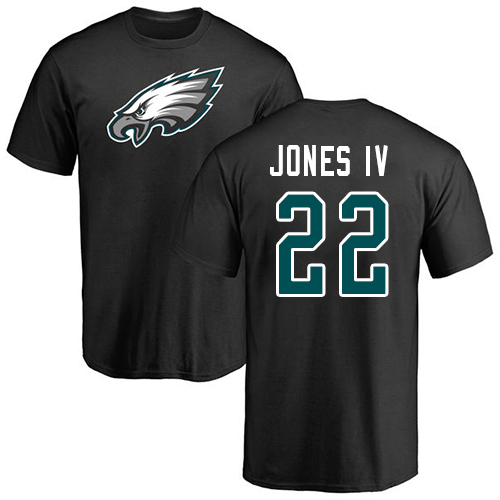Men Philadelphia Eagles #22 Sidney Jones Black Name and Number Logo NFL T Shirt->philadelphia eagles->NFL Jersey